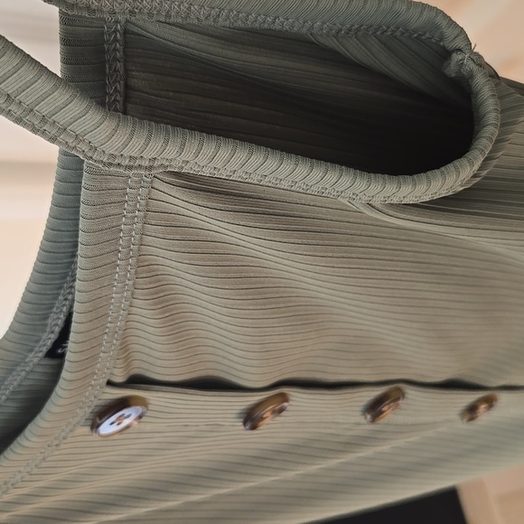 Sage Green Ribbed Faux Button Tank Top XS Minimalist Shein - Picture 7 of 10